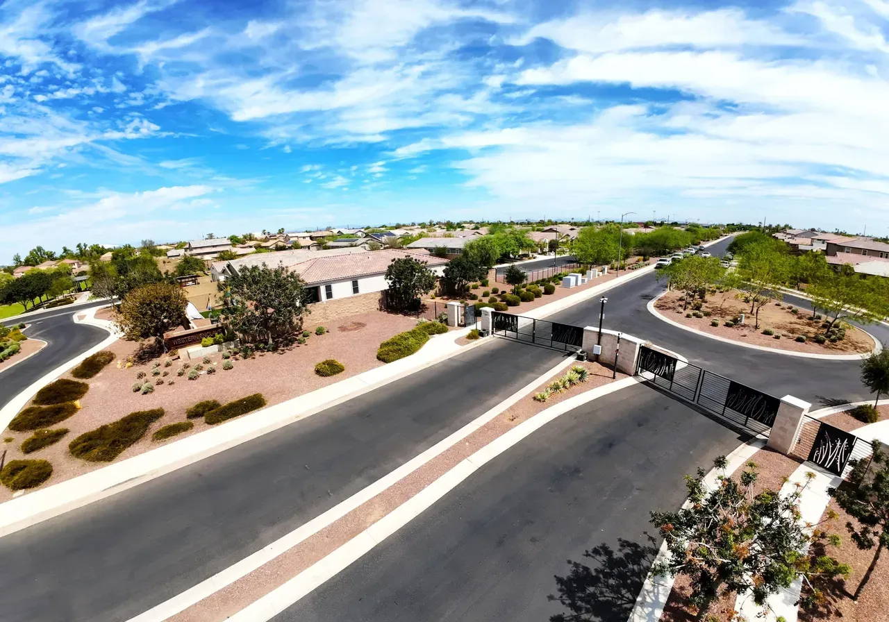 Aerial view of the Western Enclave entrance gate