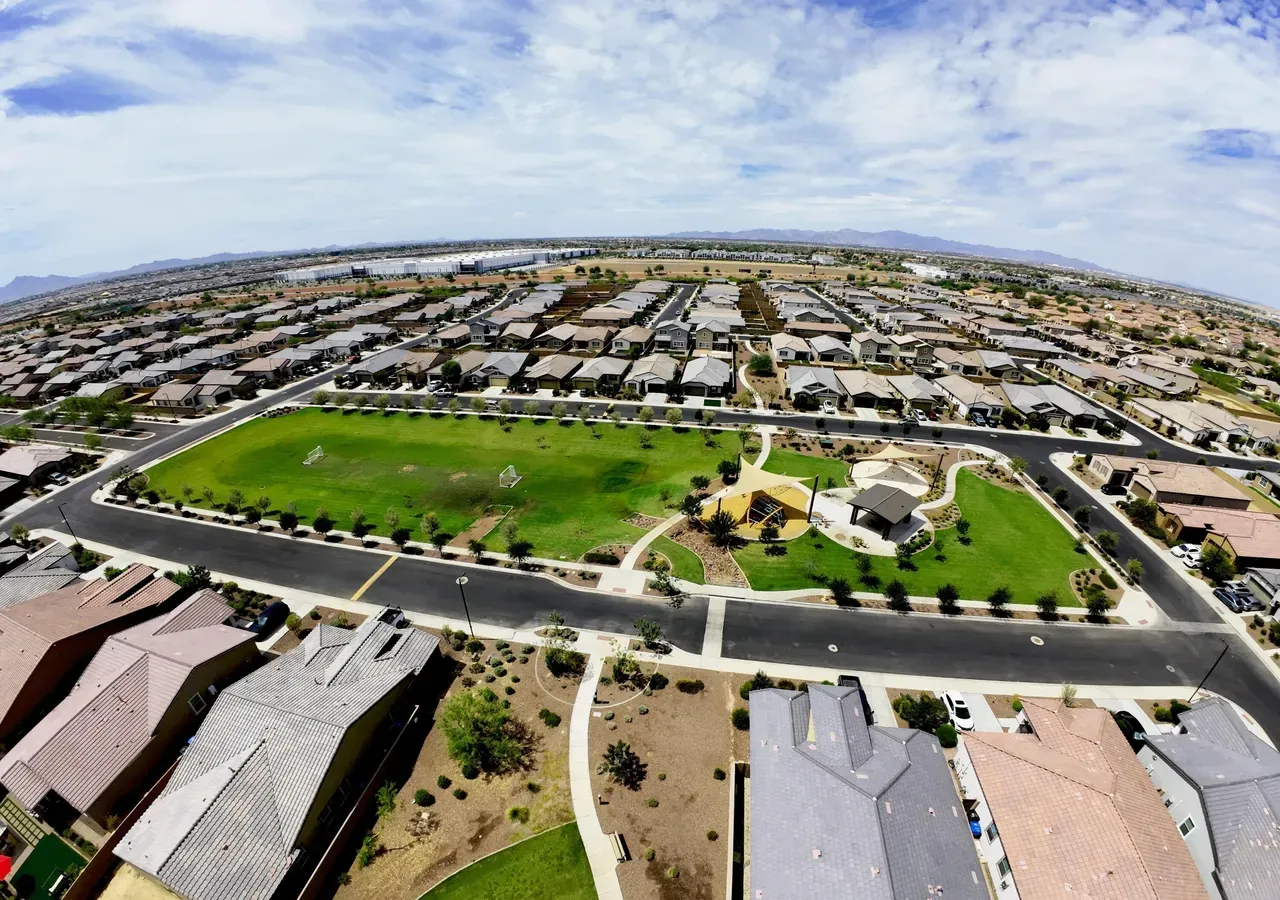 Aerial view of a Western Enclave park and ramada